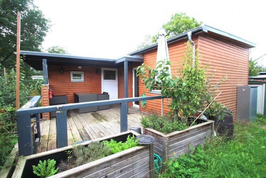 Die Terrasse vor dem Mobilheim Bungalow Klein R�nnau